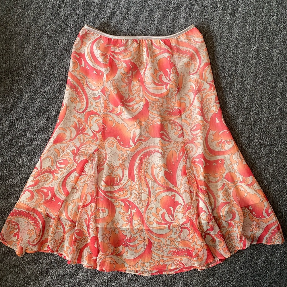 Elegant Coral Paisley Women's Skirt